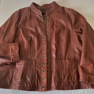 Lane Bryant Brown Leather Jacket Sz 26/28